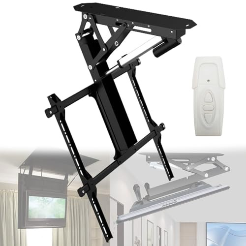 Supporto TV motorizzato con telecomando, regolazione dell'angolo 0-75° per montaggio a soffitto e parete, ideale per televisori a grande schermo
