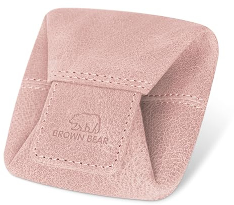 BROWN BEAR Münzbörse klein Leder Rosa Vintage - BB 9095 PK | Echtleder Pastell Pink Münzbeutel mit Druckknopf Mini Geldbörse Wiener Schachtel Minibörse für Herren & Damen