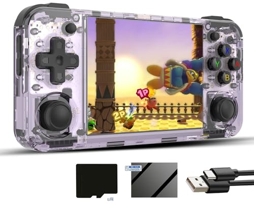 RG35XX H Linux - Consola de juegos de mano retro de 35 x x H con una tarjeta 64G precargada 5570 juegos, pantalla IPS RG35XXH de 3.5 pulgadas compatible con 5G WiFi, Bluetooth, HDMI y salida de TV