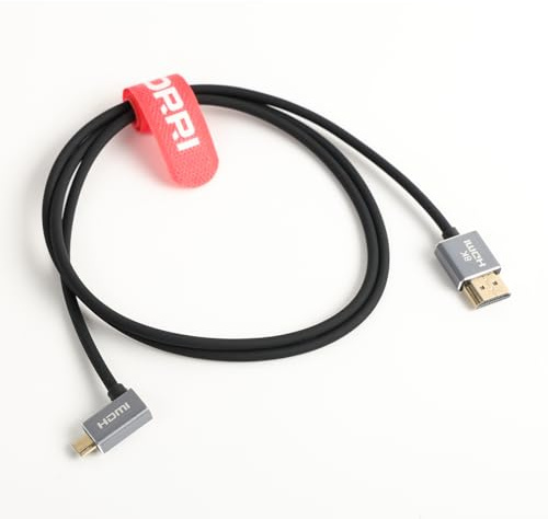 Micro-HDMI-auf-HDMI-Kabel, linkswinklig, 8 K, 60 Hz, 4 K, 120 Hz, weiches Silikon, Hochgeschwindigkeits-HD-Kabel, kompatibel mit GoPro DJI DSLR-Kamera, Monitor, TV, PS5, Xbox, 2 m