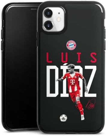Silikon Hülle kompatibel mit Apple iPhone 11 Case schwarz Handyhülle FC Bayern München Luis Diaz Offizielles Lizenzprodukt