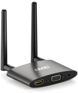 AIMIBO Wireless HDMI Empfänger – Kabellos mit Smartphone/iPad/Laptop verbinden, 5G Wireless Extender mit VGA/HDMI, Streamen von Netflx-Videos auf TV, Projektor – 165FT/50M (Weiß)