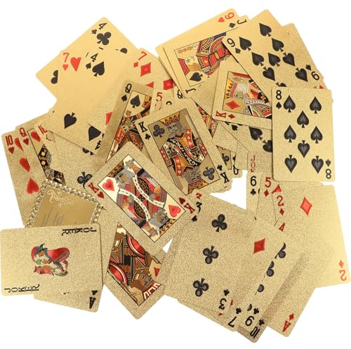 Goldene Pokerkarten mit Drachenmotiv, Kunststoff, 1 Packung, Wasserfest