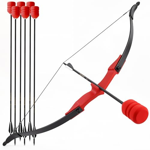 Silipull Bogen- und Pfeil-Set, Bogenschießen, Spiel-Set mit 6 Schaumstoff-Pfeilen für sicheren Kampf, LARP Cs, Schießen, Outdoor-Bögen für Erwachsene vom Anfänger bis zum Fortgeschrittenen (roter