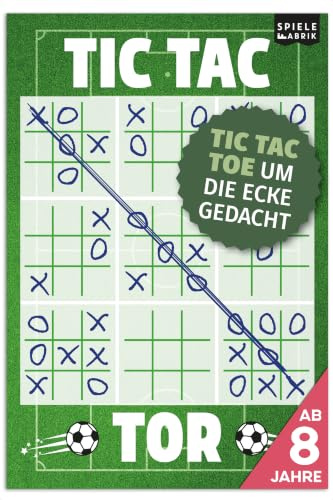 Spielefabrik® Tic Tac Tor Fußball | Tic Tac Toe neu gedacht: Spielblock für Fußballfans ab 8 Jahre | 50 Blatt, Knobelspiel für 2 Spieler, Reisespiel, DREI gewinnt | Fussball-Geschenk & Mitbringspiel