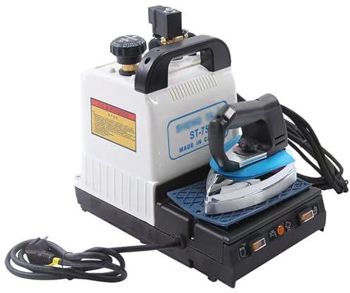 Plancha de vapor industrial, 1600 W, sistema de planchado profesional con caldera de 2 litros y manómetro, temperatura ajustable, incluye zapata de hierro gratis