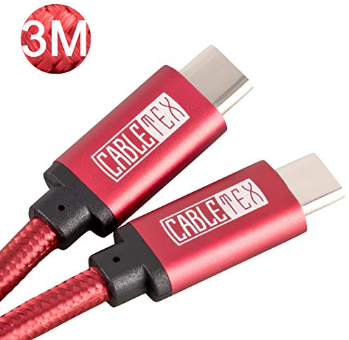 USB C Kabel auf Typ C USB 3.2 I 3 Meter lang I Ladekabel Datenkabel I USB 3.2 Gen1 Computer und Smartphones I Für Oculus Quest Link, MacBook Pro, Galaxy S8+, S9+, S10+, Huawei P20 Pro, OnePlus 3 - ROT