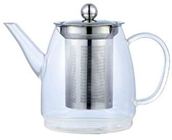 Kinghoff 900 ml Glas Teekanne mit Abnehmbare Edelstahl-Sieb Teezubereiter Aufheizen auf Dem Herd KH-4843
