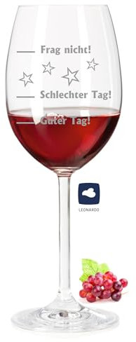 laser-diele Leonardo Weinglas mit Gravur als Geburtstagsgeschenk – Geschenke für Frauen – Stimmungsglas – Rotwein – Guter Tag Schlechter Tag