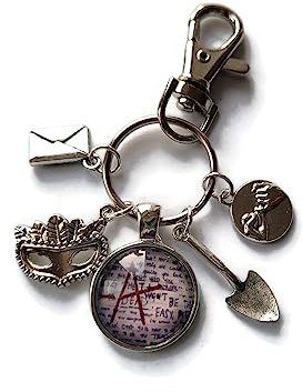 Crime book LIARS themed 20mm handmade glass cabochon bag clip keyring gift, best friends TV fandom birthday present, Xmas stocking filler