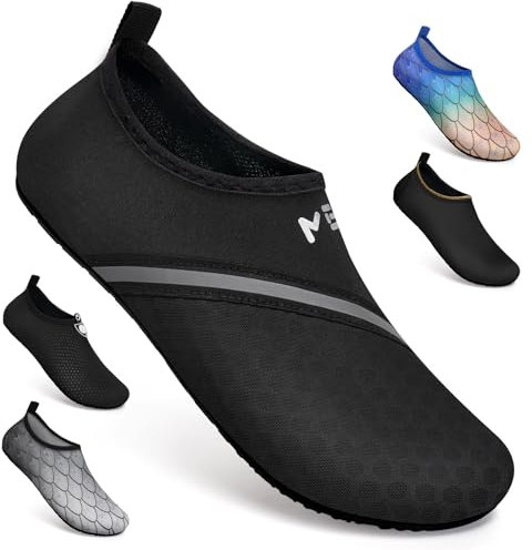 WateLves Chaussettes de Sport Aquatique de Nager de Surf de Yoga et de Plage d'eau Poids Léger Séchage Rapide Pieds Nus de Sport Aquatique Hommes Femmes,Xb.noir,38 /39 EU