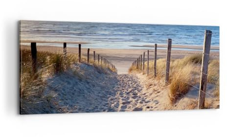 ARTTOR Bilder auf Leinwand 160x50cm Wandbild Landschaften Maritim - 3612 | Meer Strand Düne Panorama Groß XXL Wanddekoration Wohnzimmer Schlafzimmer Wanddeko Wand Kunstdruck Wandkunst ARTTOR