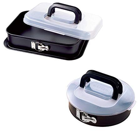 Kaiser Inspiration Springform rechteckig 35 x 24 cm, Tiramisu Form mit Transporthaube, antihaftbeschichtet & Inspiration Springform, mit Flachboden, Ø 26 cm, mit Transporthaube