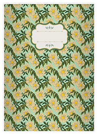 Kartenkaufrausch 16 edle florale Vintage DIN A4 Schulhefte, Schreibhefte mit Margheriten, türkis Lineatur 20 (blanko Heft 16 Blatt/32 Seiten) Notizheft, Kladde für Schule, Universität, Büro