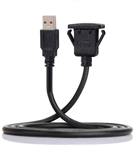 Cablecc - Prolunga USB 2.0, impermeabile, 1 m, cavo AUX con supporto per pannello del cruscotto auto (doppia USB 3.0)