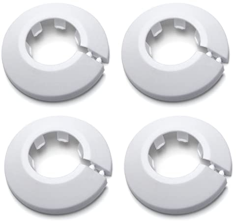 MroMax Passend für 2,5 cm Außendurchmesser, Flansch-Wasserrohrabdeckung, Dekoration, weißer PP-Kunststoff, 25 mm Rosette, 4 Stück