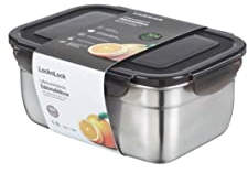 LocknLock Edelstahl Vorratsdose mit Deckel, 1,1 L, 188 × 135 × 75 mm , BPA-Frei, Spülmaschinengeeignet, Gefriertruhengeeignet bis -20°C, Edelstahl Aufbewahrungsbox mit Deckel