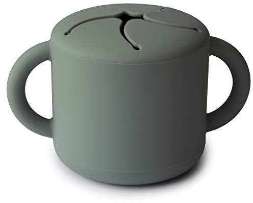 mushie Snack Taza de Silicona | Fiambrera Infantil para Llevar | Antiderrame y Resistente al Lavavajillas y al Microondas | Caja de Aperitivos Segura para Niños Pequeños y Niñas | Dried Thyme
