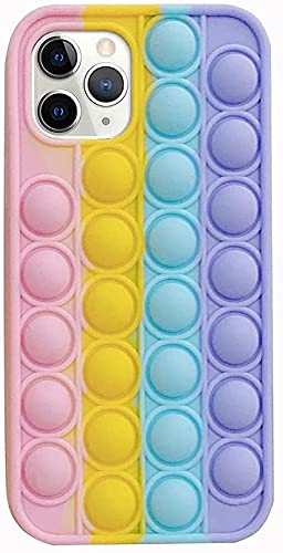 Herbests Kompatibel mit iPhone 11 Pro Fidget Toys Phone Case Pop Fidget Reliver Stressspielzeug Silikon Schutzhülle Stoßfest Handyhülle Push Pop Bubble Fidget Sensory Toy,Regenbogen