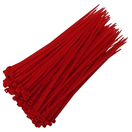 100 Stück Kabelbinder 100mm Kabelbinderhalter UV Beständig Hitzebeständig Kabelbinder-Set für Bündelgut/Kabelverbinder (Rot)