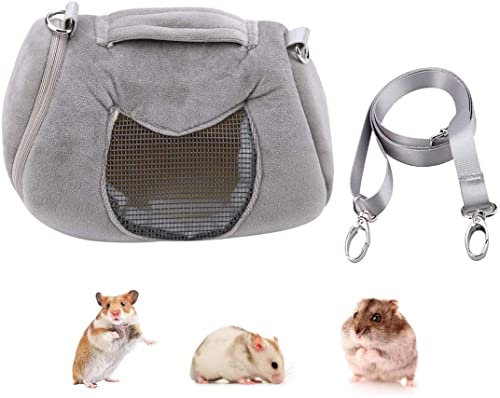 WLDOCA Sac de Transport Hamster Cochon d'Inde Cage Transport Respirant Portable pour Petits Animaux hérisson écureuil Souris Chinchilla Rats Planeur Furet Petits perroquets,Gris