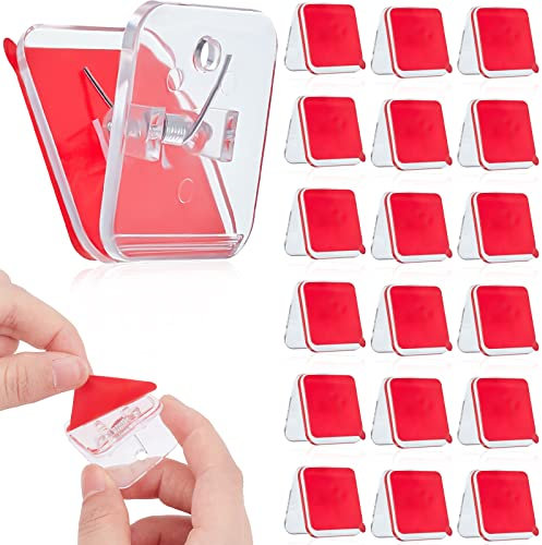 WEBEEDY 30 Stück Selbstklebende Clips, Wandteppich-Clips, Kunststoff-Clips Zum Aufhängen von Bildern, Multifunktions-Aufbewahrungsclip, Doppelseitig Klebende Federklammern Für Lehrer, Zuhause, Seil