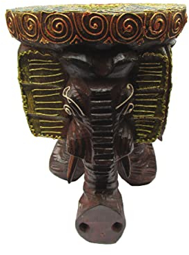 Elefant-Podest Hocker Elefant Blumenpodest braun bunt