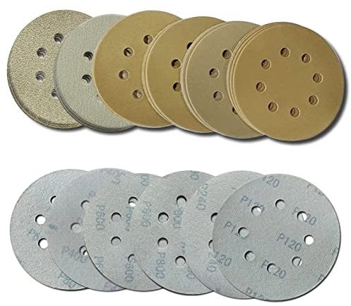 24Pcs 125mm Sanding Discs, 8 Hole 5 Inch Sanding Discs,Grit 60/120/240/400/600/800 Round Wet Dry Sanding Disc Hook and Loop Flocking Orbital Sanding Pad Set in Sanding and Polishing