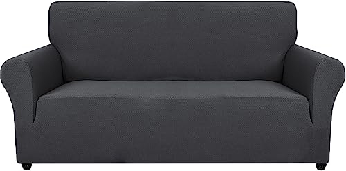 Ystyle Sofa überzug 2 Sitzer Mit Armlehne, Stretch Sofabezug rutschfest, Modern Sofa Cover Für Hunde Haustiere, Atmungsaktiv Couch überzug Mit Elastic Bottom, Grau