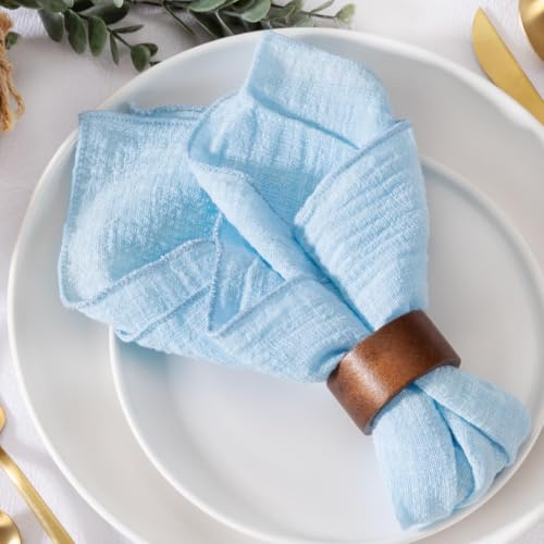 MLMW Hellblaue Stoffservietten, Set mit 6 Sommerservietten, Leinen, waschbar, 41 x 41 cm, für Hochzeit, Party, Babyparty, Brautparty, Geburtstag, Tischdekorationen