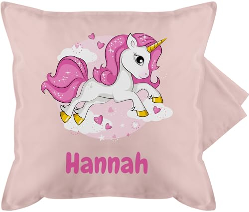 Kissenbezug - Einhorn Name I Unicorn I Einhörner - 50 x 50 cm - Hellrosa - Geschenke personalisierte Kissen Unicorns Cushion kinderkissen einhörnern kissenbezüge Motiv personalisierter Cover