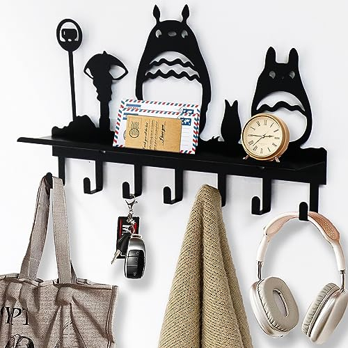 Viiluuxr Patères Pour Manteaux Patere avec étagère Murale 7 Crochets Porte Clef Mural Porte Manteau sans Percage Pour l'entrée, Salle de Bain, Chambre à Coucher, Cuisine, Salon Crochets Polyvalents.