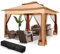 COBIZI Garten pavillon 3x3 Wasserdicht Stabil Winterfest, Pop Up Pavillon Mit Moskitonetz, 3,3x3,3m Doppeldach Faltbarer Pavillon, Faltpavillon mit Sandsack für Hinterhof, Partys, Rasen(Khaki)
