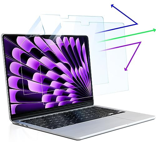 2 Unités Protection D'écran pour MacBook Air 15 Pouces(2023-2024), Anti-lumière Bleue, Anti Reflets Protecteur d'écran pour MacBook Air M2 2023, Anti Rayures Film Protection Ecran MacBook Air M3 2024