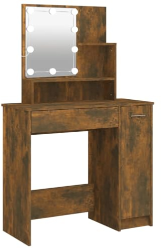 vidaXL Schminktisch mit LED Räuchereiche 86,5x35x136cm