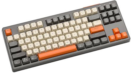 ATTACK SHARK X FREEWOLF M87 80% Wireless Gaming Keyboard, 87 Keys TKL LED Rechargeable Mechanical Feeling PBT Keyboard for Mac/Win, Bluetooth 5.0/2.4Ghz Dual Mode for Office/Gaming -Shimmer