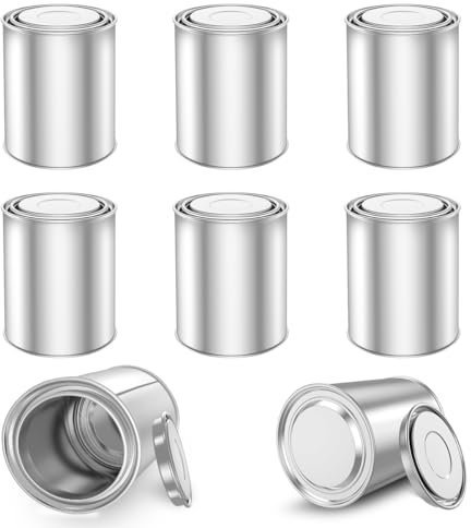 MXOYOXM Lot de 8 boîtes de peinture vides avec couvercles, sans doublure, boîtes de peinture en métal vides avec couvercles pour projets de bricolage, stockage de peinture, travaux manuels