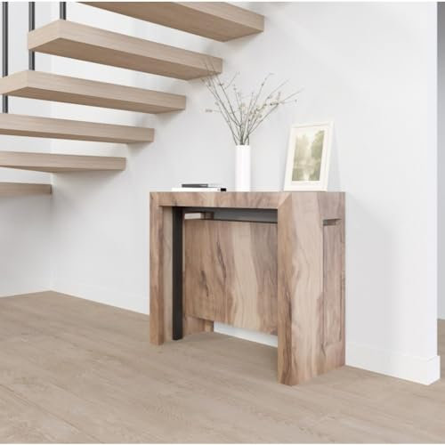 VE.CA.s.r.l. - Tavolo Console Mercurio - Con Portaprolunghe - Allungabile - Dimensioni: da 40 a 300cm - Colore: Rustico - Arredo Cucina, Arredo - Made in Italy