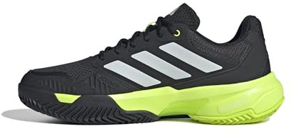 adidas Men's CourtJam Control 3 Clay Tennis Shoes, Carbon/Zero met./Lucid Lemon, 13 UK