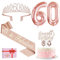 60.ter Geburtstag Frau Deko, 60. Geburtstag Krone und Schärpe, Happy Birthday Tortendeko Kerzen, Luftballons Rosegold, Geschenke für Frauen 60 Jahre