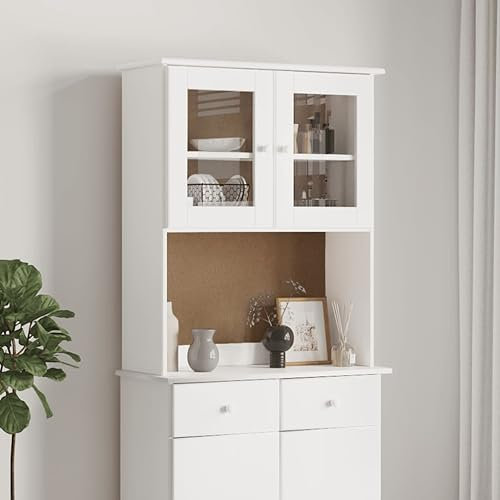 ULUYYUC Sideboard-Aufsatz, Sideboard Wohnzimmer Vitrinenschrank Küchenunterschrank Tv Board Geeignet für Wohnstube Speisesaal Schlafzimmer Büro ALTA Weiß 77x30x92 cm Massivholz Kiefer
