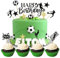 BOOMTOP 13pcs Fussball Cupcake Topper Fußball Kuchen Topper Geburtstag Torten Deko Glitzer Fussball Party Kuchenstecker Muffin Deko für Fußball Party Babyparty Geburtstagsfeier Gold Schwarz