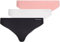 Calvin Klein Strings Lot de 3 Femme Thong sous-Vêtement, Multicolore (Black/Wind Chime/Luminous Peach), M
