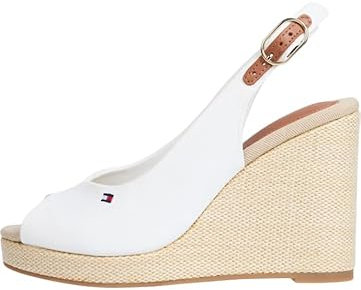 Tommy Hilfiger Espadrilles Compensées Femme Flag High Slingback à Bride Cheville, Noir (Black), 38