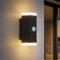 BOJIM Außenlampe mit Bewegungsmelder, 12W LED Up Down Wandleuchte Aussen IP65 Wasserdichte, Modern Außenwandleuchte mit Schwenkbar Panel, 3000K Warmweiß für Garten Terrasse Flur Haustür, Schwarz