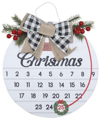 Weihnachtskalender mit Schneemann, Weihnachtsmann, Countdown bis Weihnachten, Anhänger, Dekoration, zum Aufhängen, 25 Tage (weiß, 30 x 30 x 2)