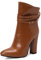 Gicoiz Donna Appuntito Sposa Festa Tacco Alto a Blocco Stivali Polacchine Moda Equestrian Inverno a Collo Alto Festa Warm Stivali Formal Scarpe Marrone Numero 37 EU-38Cn