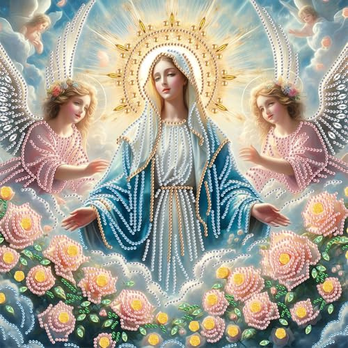 Generisch Jesus Maria Diamond Painting Bilder für Erwachsene Anfänger,Religion Diamond Malerei Set,DIY Teilweise speziell geformter Steine Diamant Kunst Kits,Diamant Painting für Zuhause Dekor 40x40cm