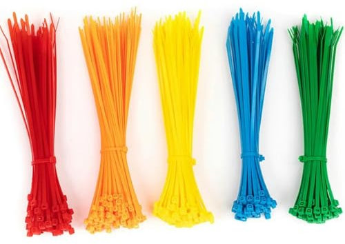 Bridas de nailon autoblocantes de 500 piezas, bridas de alambre con cierre automático, organizadores con cierre automático, 9,4 x 200 mm, 5 x 200 mm, marrón, 3 x 150 mm