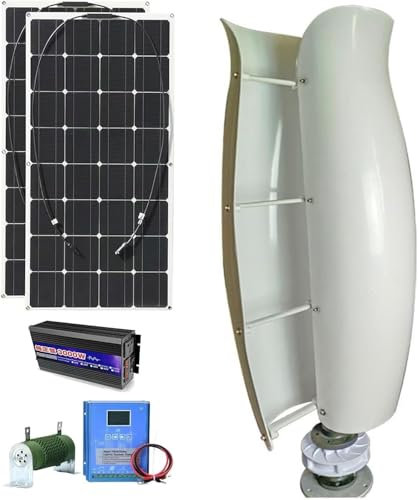 XINRISHENG 48v, Kit De Générateur D'Éolienne 3KW 2 * Panneaux Photovoltaïques 100W Système De Production D'Énergie Hybride Éolien-Solaire 3000W